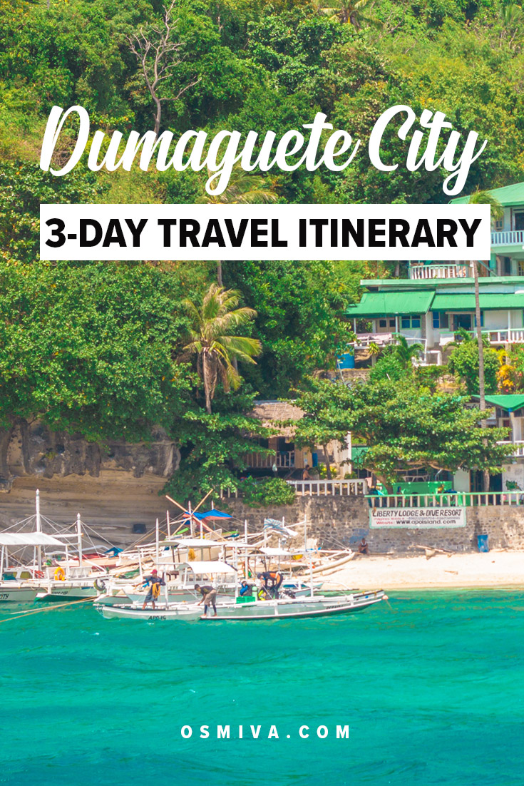 Dumaguete Itinerary: How to Visit The City in 3 Days on a Budget. Traveling to Dumaguete City in the Philippines? Spend less but see more with our 3-day itinerary! Check out how we did it with loads of tips and recommendations. #dumagetme #dumaguetecity #philippines #apoisland #manjuyodsandbar #lakebalinsasayao #lakedanao #casarorofalls #pulangbatofalls #rizalboulevard #osmiva