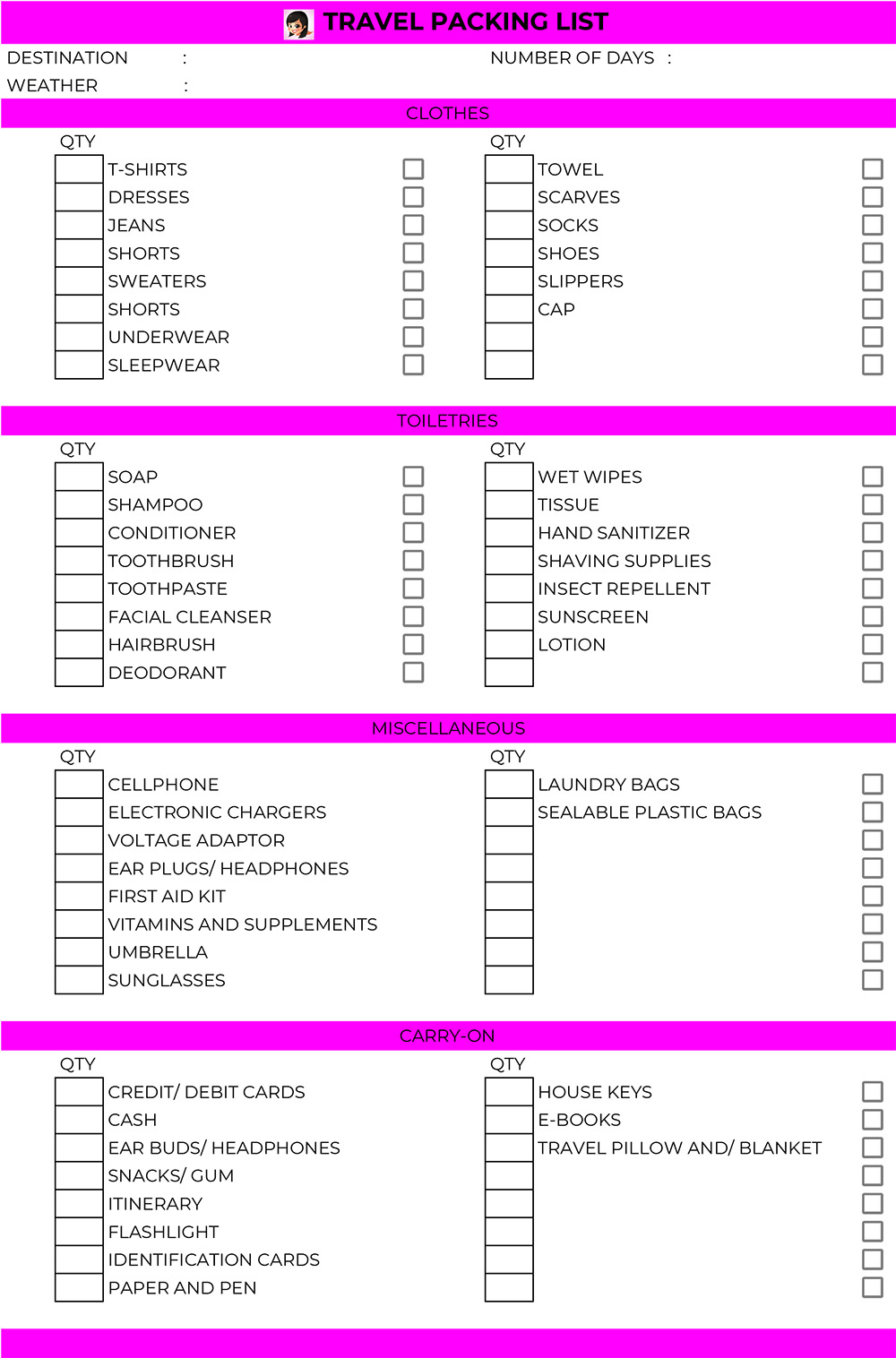  Basic Travel Packing List For Any Trip OSMIVA