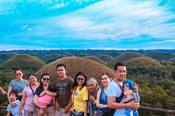 Family at the Chocolate Hills Viewing Deck