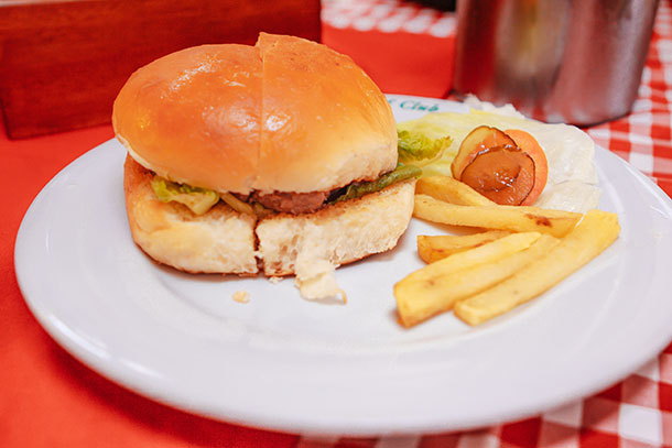 Del Monte Clubhouse Burger and Fries