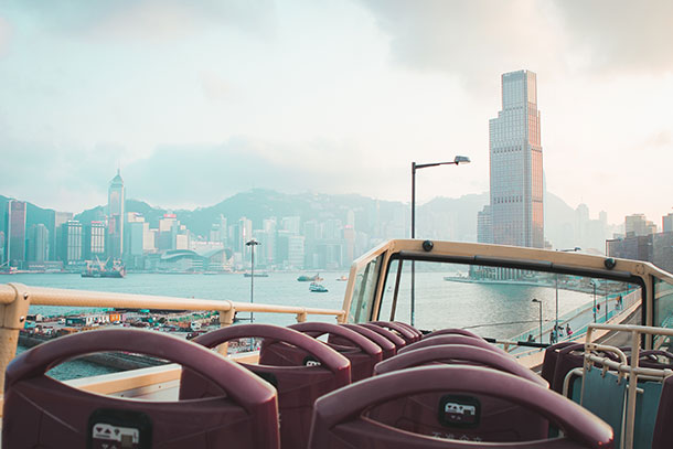 View of the Victoria Harbour from the Bus