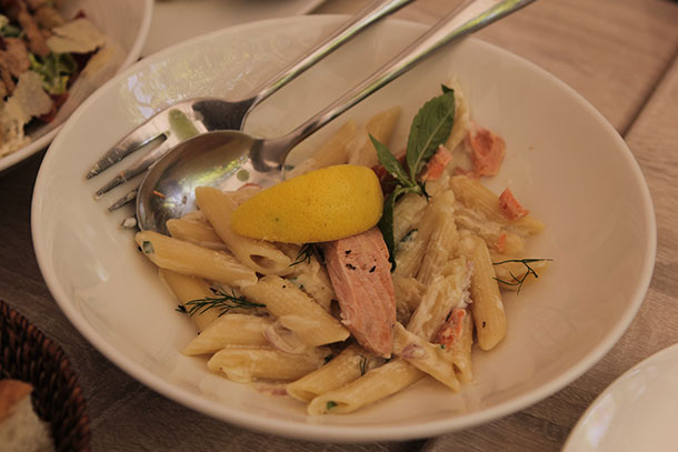 Poached Salmon Penne Pasta