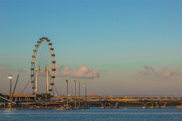 Helix Bridge and Singapore Flyer